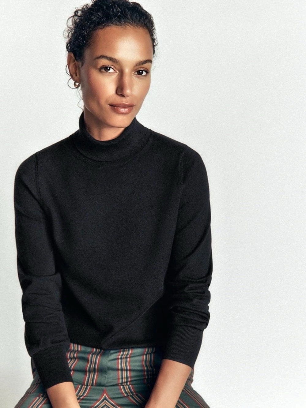 Boden Ribbed Black Roll Neck Sweater